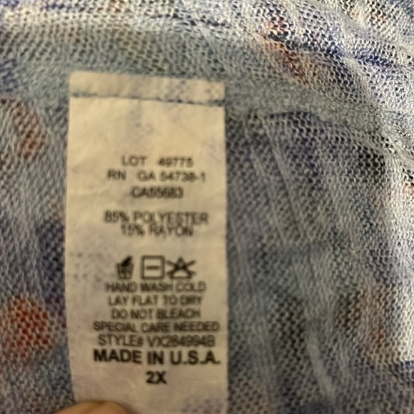 Nally & Millie Blue Patterned Women's Plus 3/4 sleeve Sweater - Picture 4 of 4